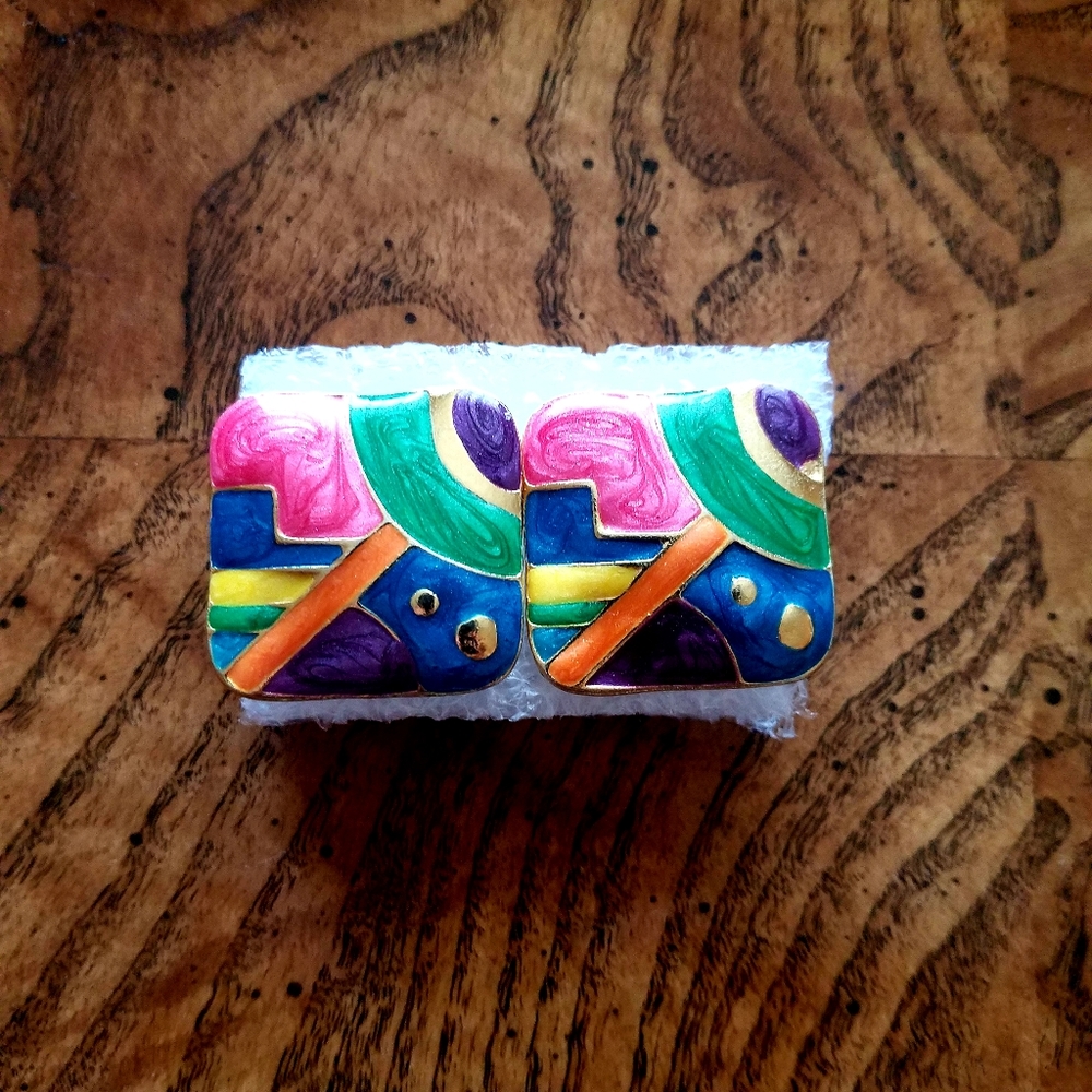 Artsy square earrings 2 pair